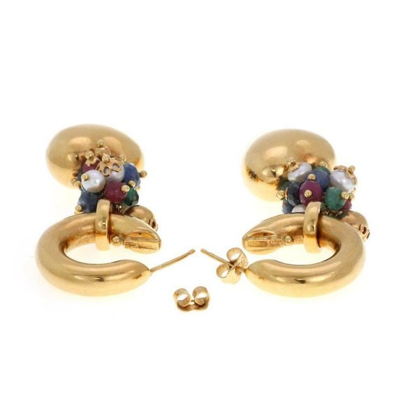 13ct Ruby Emerald Sapphire Pearls 18k Gold Hearts - Picture 4 of 4